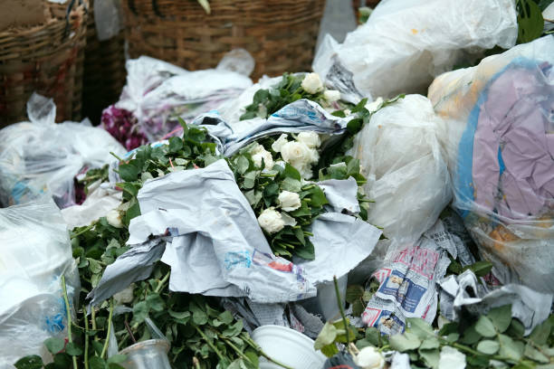 istock Waste garbage from fresh market at flowers market 868541746
