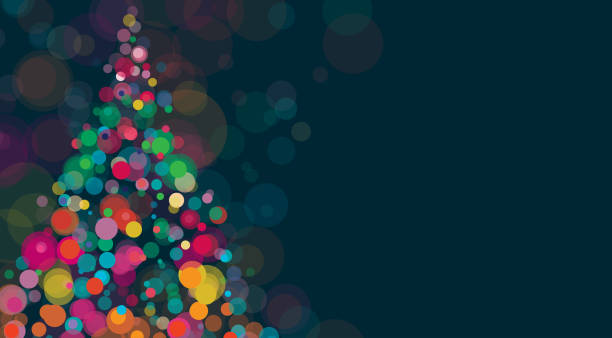 New Year And Christmas Background Horizontal Vibrant and sparkling background with Christmas tree. illuminated illustrations stock illustrations
