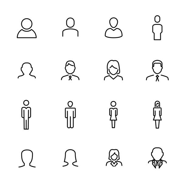 Premium set of user line icons. Premium set of user line icons. Simple pictograms pack. Stroke vector illustration on a white background. Modern outline style icons collection. person on phone stock illustrations