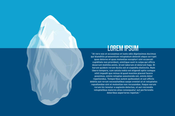 illustrazioni stock, clip art, cartoni animati e icone di tendenza di iceberg sopra e sott'acqua. poster mare del nord con iceberg astratto - iceberg ice mountain arctic