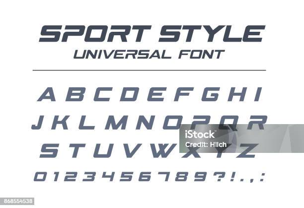 Sport Style Universal Schriftart Schnelle Geschwindigkeit Futuristisch Technologie Zukunft Alphabet Stock Vektor Art und mehr Bilder von Maschinenschrift