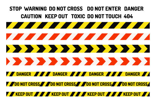istock Prohibition signs industry production vector warning danger tape forbidden safety information protection no allowed caution information 868555270