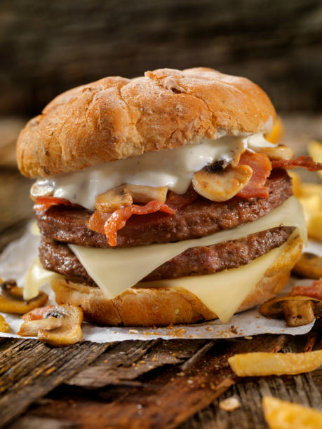 istock Mushroom, Bacon, Swiss Burger with Blue Cheese Dressing 868555556