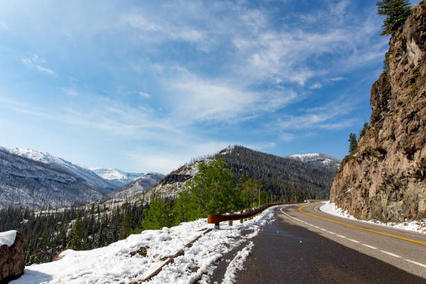 Empty road through United States mountain range