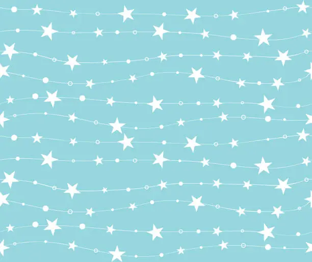 Vector illustration of Seamless pattern with stars and dots. Holiday background for wallpaper, wrapper