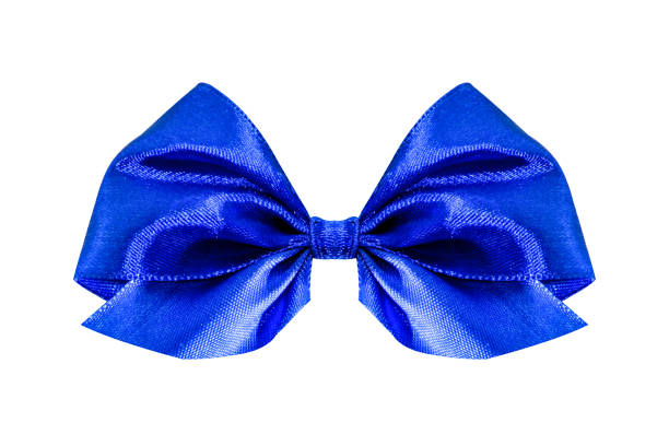 istock Blue satin gift bow. Ribbon. Isolated on white. 868564014