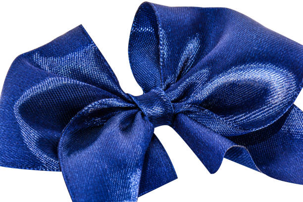 istock Blue satin gift bow. Ribbon. Isolated on white. 868564748