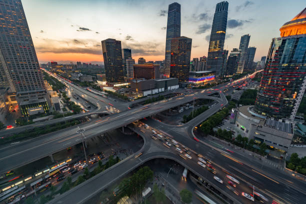 istock Light Trail of Beijing Highway at Dusk 868569242