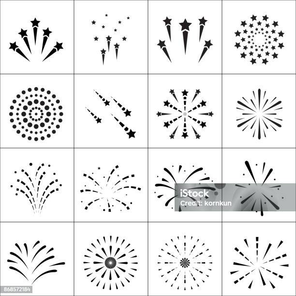 Firework Flat Icons Stock Illustration - Download Image Now - Firework Display, Vector, Celebrities