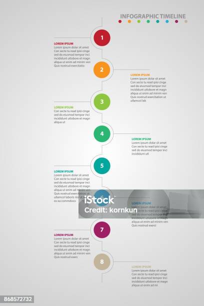 Infographic Timeline Gray Background Vector Stock Illustration - Download Image Now - Timeline - Visual Aid, Vertical, Infographic