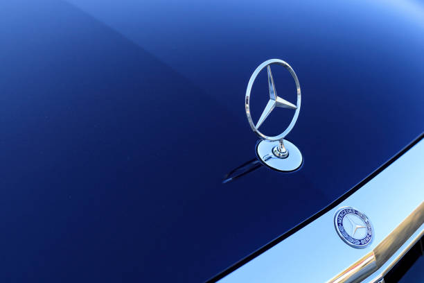 Seoul, Korea - October 20, 2017 Mercedes Benz Sign Close Up. Founded in 1926 is a German luxury automobile manufacturer, a multinational division of the German manufacturer Daimler AG. stock photo