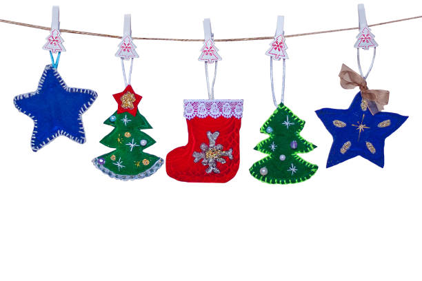 istock Closeup view of christmas decorations on white background 868582890