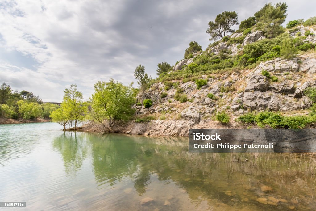 Bimont Dam Sainte Victoire massif near Aix en Provence Dam Stock Photo