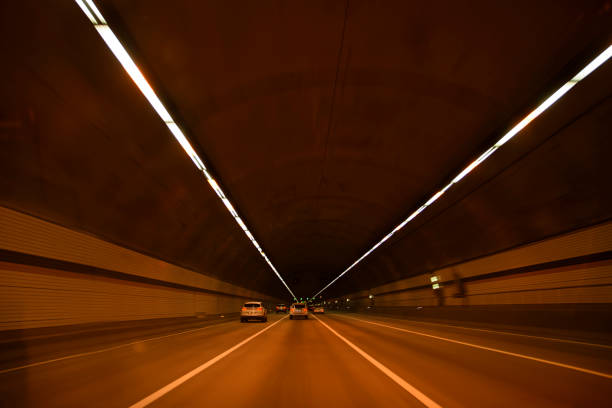 istock Blurry tunnel car traffic motion blur. 868588372
