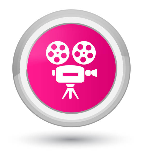 비디오 카메라 아이콘 주요 핑크 라운드 버튼 - prime video stock illustrations