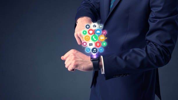 istock Businessman wearing smartwatch. 868596350