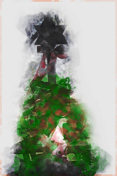 istock Abstract beautiful chismass tree on watercolor painting background. 868596986