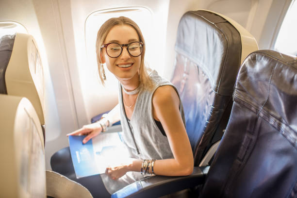 istock Woman in the airplane 868607164