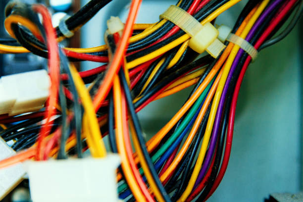 istock Close-up macro of a computer's power cables 868614848
