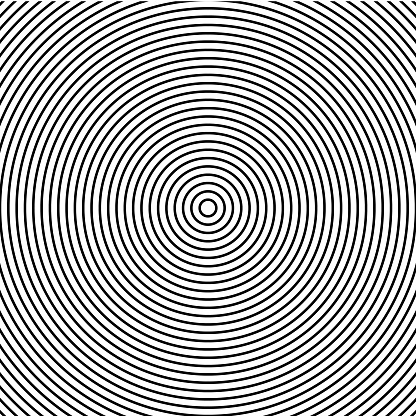 Abstract concentric circles texture in black and white colors, background pattern in modern style. Vector illustrarion