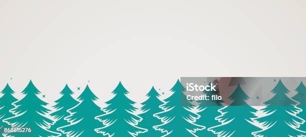 Evergreen Pine Tree Background Stock Illustration - Download Image Now - Treelined, In Silhouette, Vector
