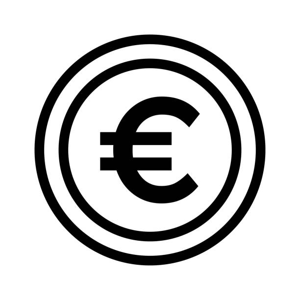 ユーロの細い線のベクトルのアイコン - one hundred euro banknote illustrations点のイラスト素材／クリップアート素材／マンガ素材／アイコン素材