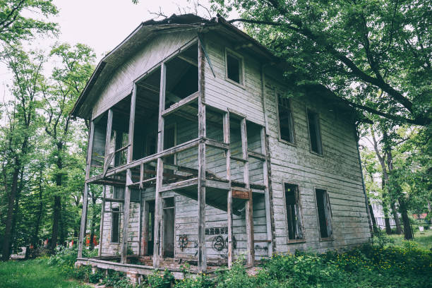 istock Old abandoned rustic wooden mansion house 868618246