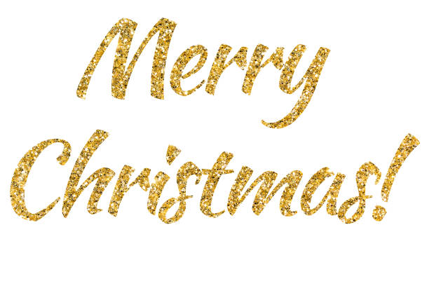 istock Merry Christmas text from glitter powder. Shining golden text. Bright glitter shine. Yellow powder. 868619634