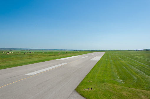 A view of a small airport runway.