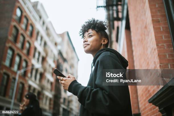 Young Woman Enjoying City Life In New York Stock Photo - Download Image Now - People, New York City, City