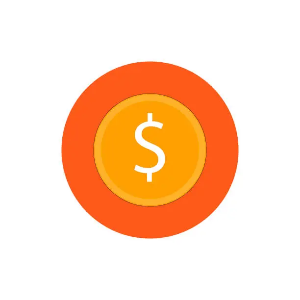 Vector illustration of Money coin round icon vector
