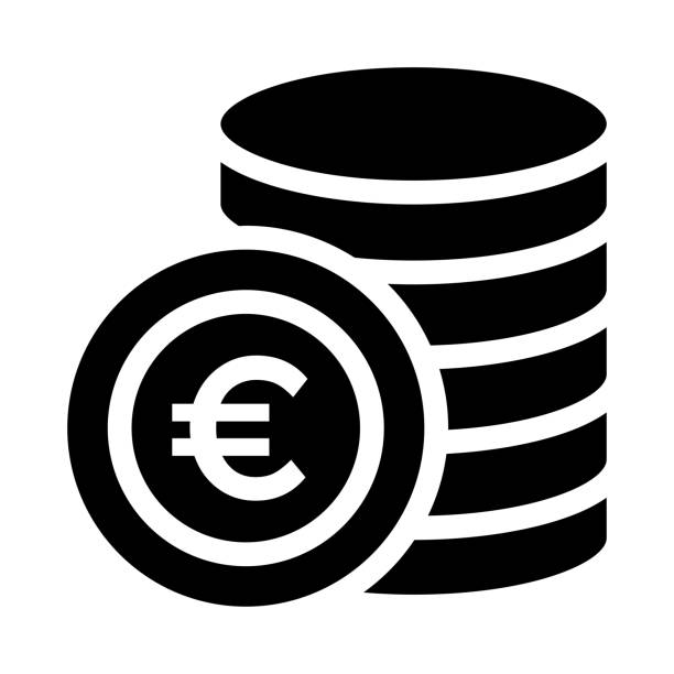 euro münze dünne linie vektor icon - ein euro stock-grafiken, -clipart, -cartoons und -symbole