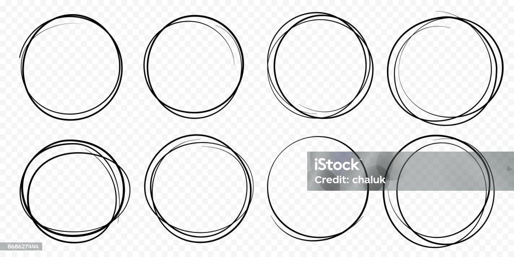 Rodada de mão desenhada círculo linha desenho vector conjunto rabisco circular doodle círculos - Vetor de Círculo royalty-free