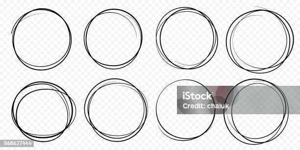 Hand Drawn Circle Line Sketch Set Vector Circular Scribble Doodle Round Circles Stock Illustration - Download Image Now