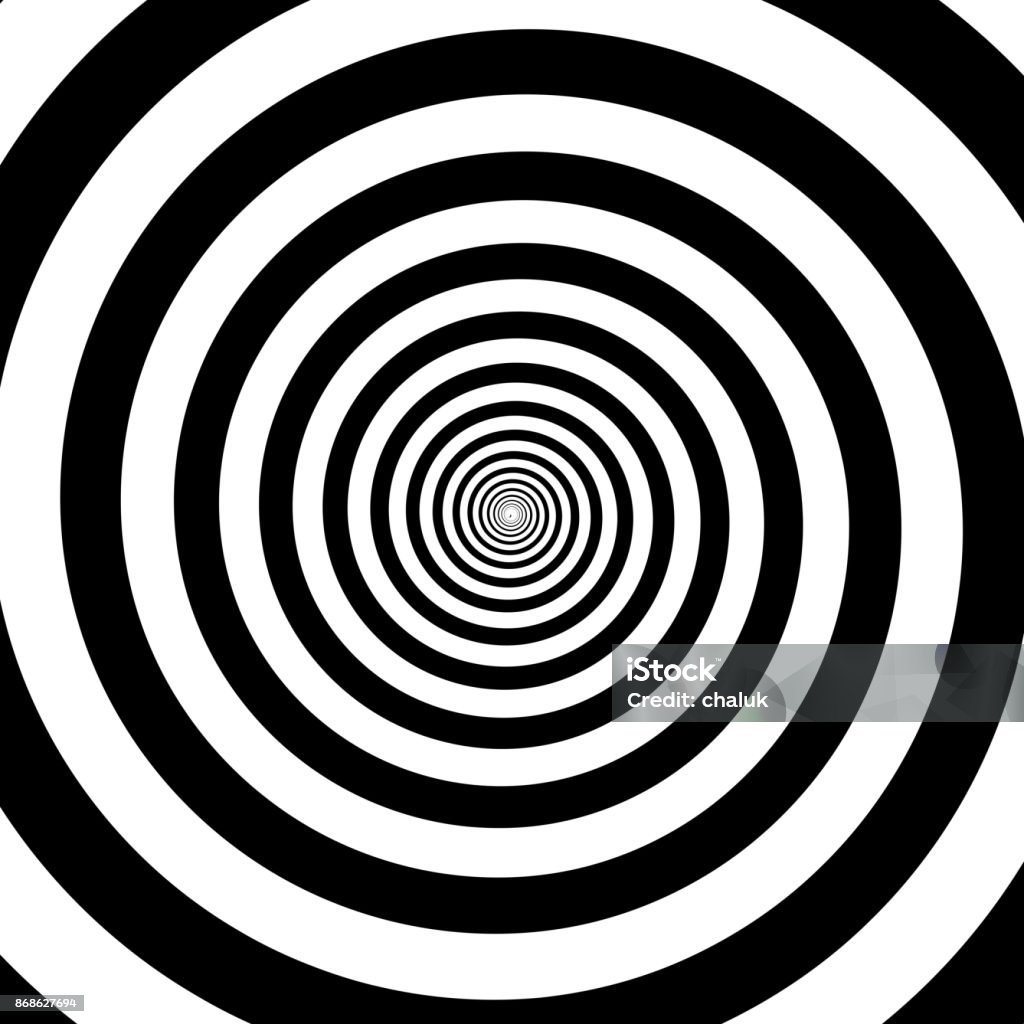Hypnotic Circles Abstract White Black Optical Illusion Vector Spiral Swirl  Pattern Background Stock Illustration - Download Image Now - iStock