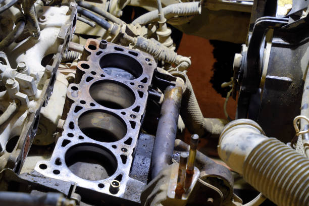 istock The cylinder block of the four-cylinder engine. Disassembled mot 868631966