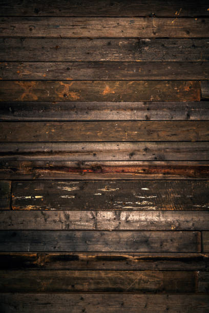weathered wooden floor texture background - hardwood old in a row pattern imagens e fotografias de stock