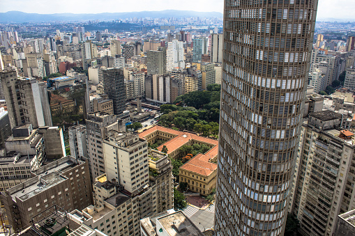 Sao Paulo, SP, Brazil, April 17, 2013. Panoramic view of the city highlighting the Italy Building or Italian Circolo, in the center of Sao Paulo, SP.