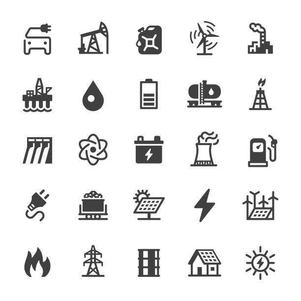 Energy icons - Black series Vector icons. Black series. One icon consists of a single object. Files included: Vector EPS 10, JPEG 3000 x 3000 px liquid battery stock illustrations