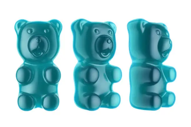 World's Largest Gummy Bears.  Large marmalade bear of blue color. 3d render