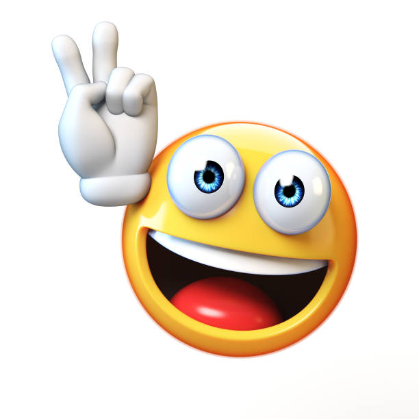 istock Peace emoji isolated on white background, victory emoticon 3d rendering 868643666