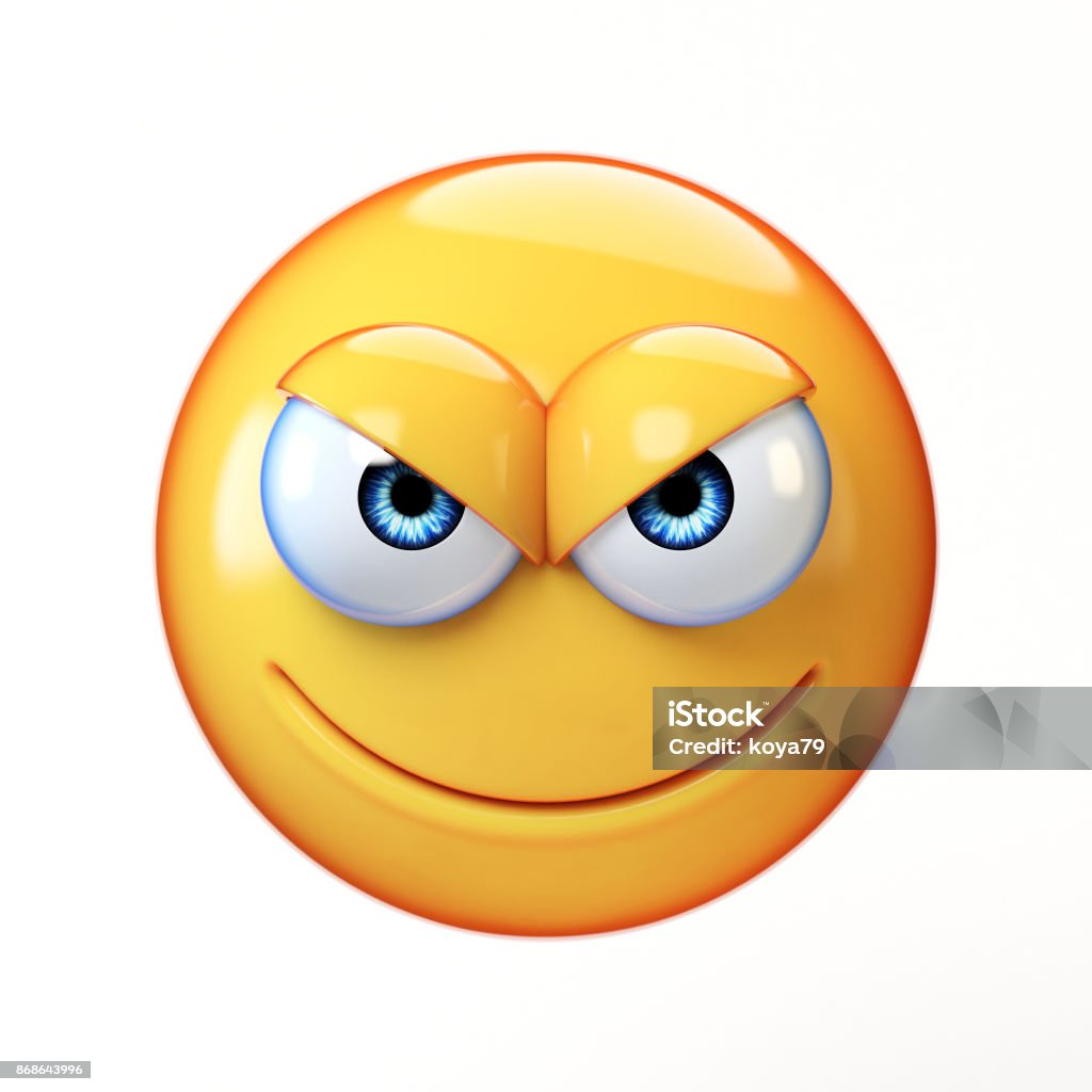 Evil Emoji Isolated On White Background Mischievous Emoticon 3d ...