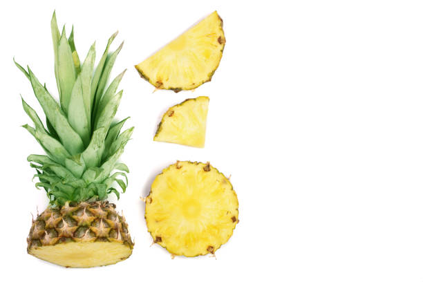 istock Sliced pineapple isolated on white background with copy space for your text. Top view 868644084