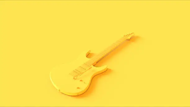 Yellow Electric Guitar / 3D illustration / 3D rendering