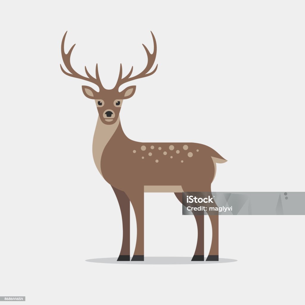 Deer illustration in flat style. Deer illustration in flat style. Reindeer icon. Deer stock vector