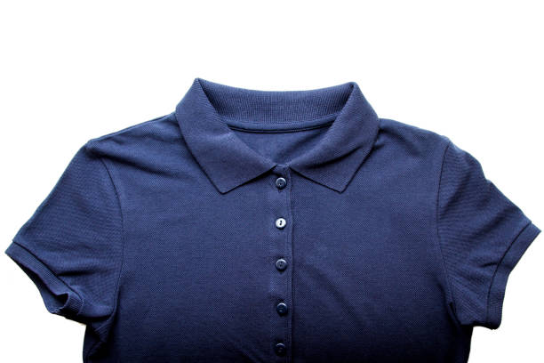 istock Blue t-shirt with collar isolated on white 868646782