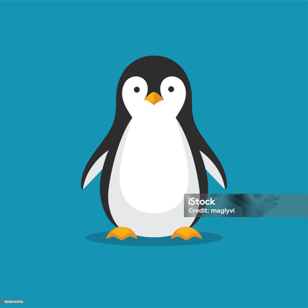 Cute penguin icon in flat style. Cute penguin icon in flat style. Cold winter symbol. Antarctic bird, animal illustration. Penguin stock vector