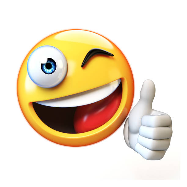 thumb up emoji izolowane na białym tle, emotikon dając lubi renderowania 3d - smiley face audio zdjęcia i obrazy z banku zdjęć