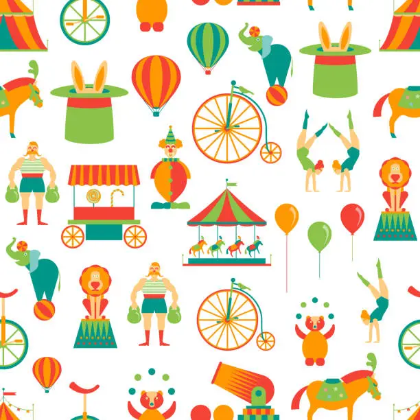 Vector illustration of Cartoon Circus Background Pattern. Vector