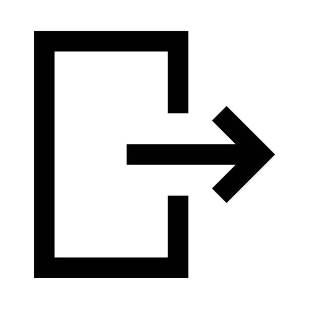 dünne linie vektor icon beenden - ausgangsschild stock-grafiken, -clipart, -cartoons und -symbole